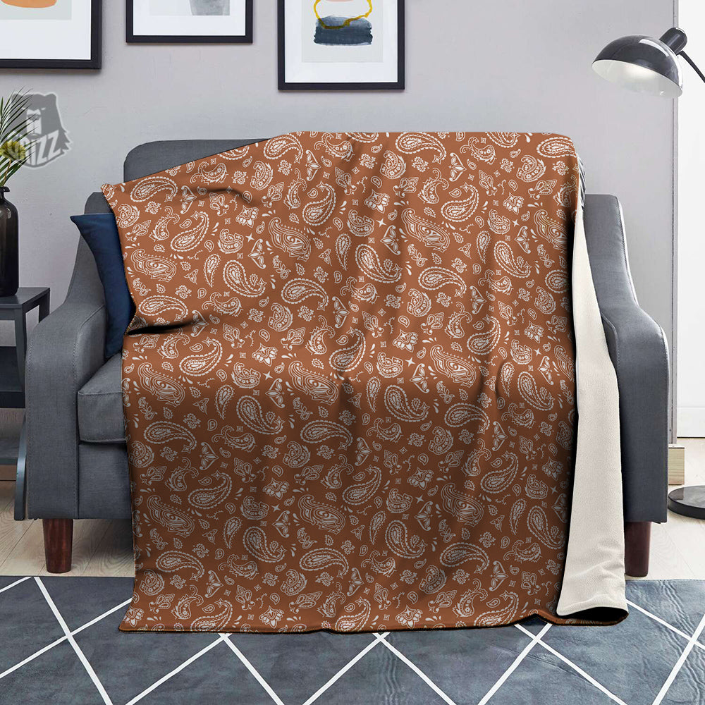 Bronze Paisley Bandana Print Blanket-grizzshop