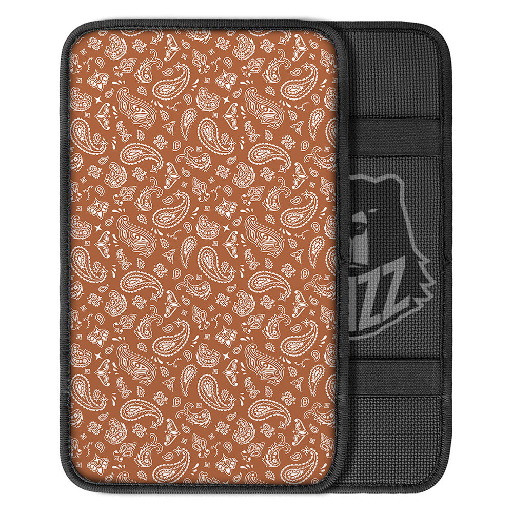 Bronze Paisley Bandana Print Car Center Console Cover-grizzshop