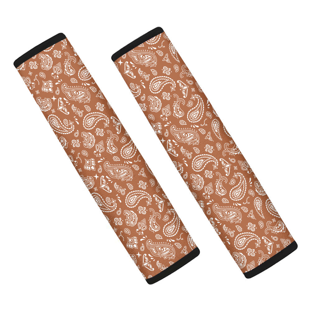 Bronze Paisley Bandana Print Car Seat Belt Cover-grizzshop