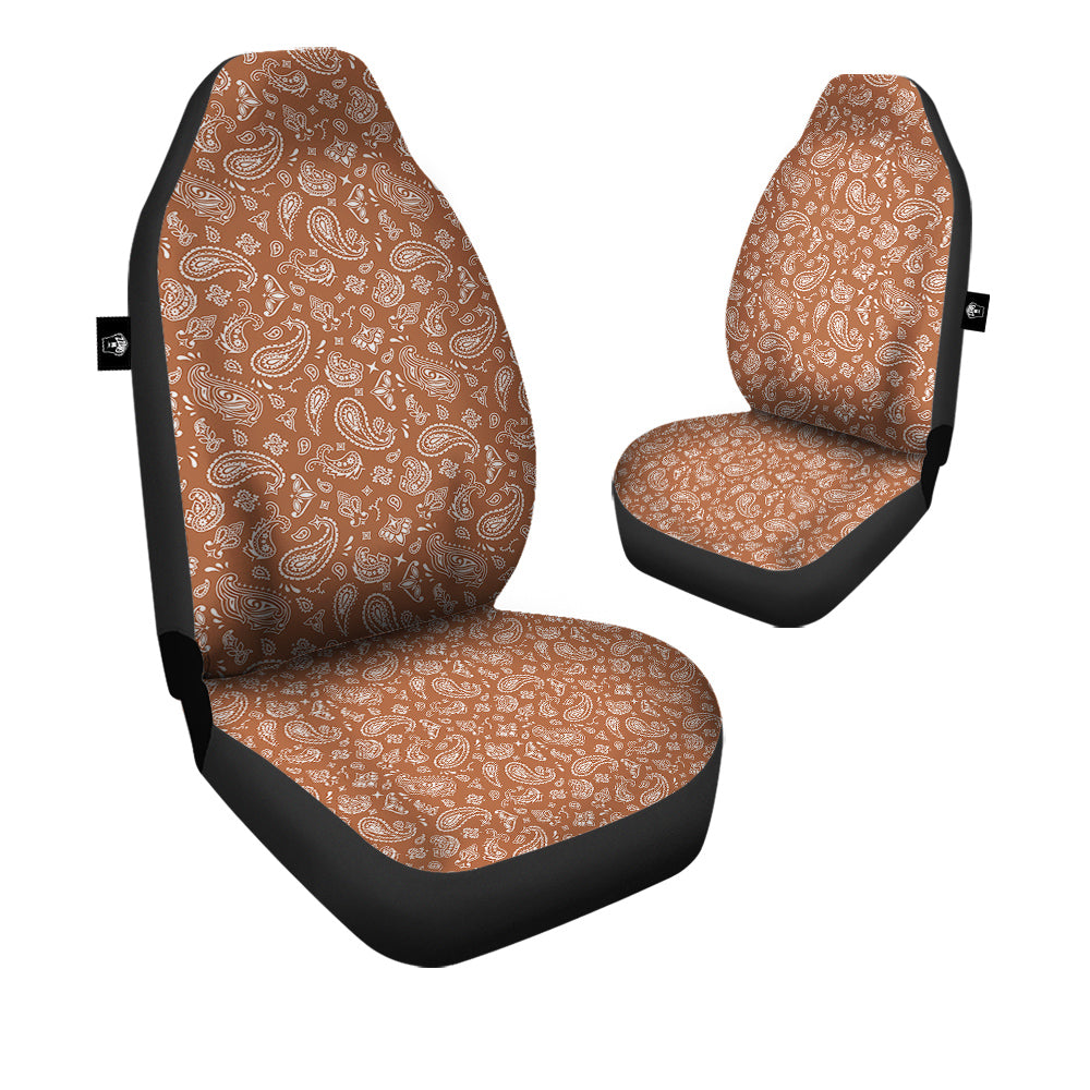 Bronze Paisley Bandana Print Car Seat Covers-grizzshop