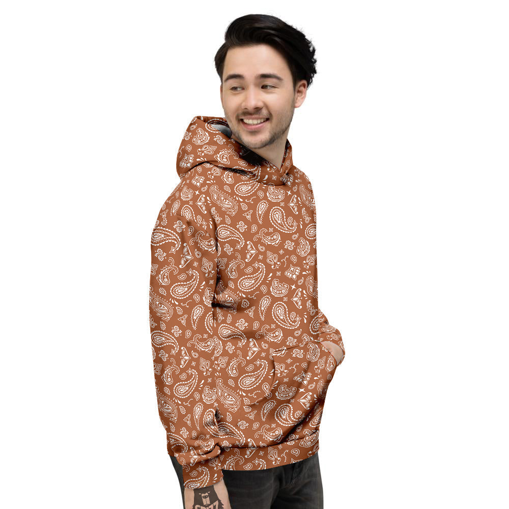 Bronze Paisley Bandana Print Men's Hoodie-grizzshop