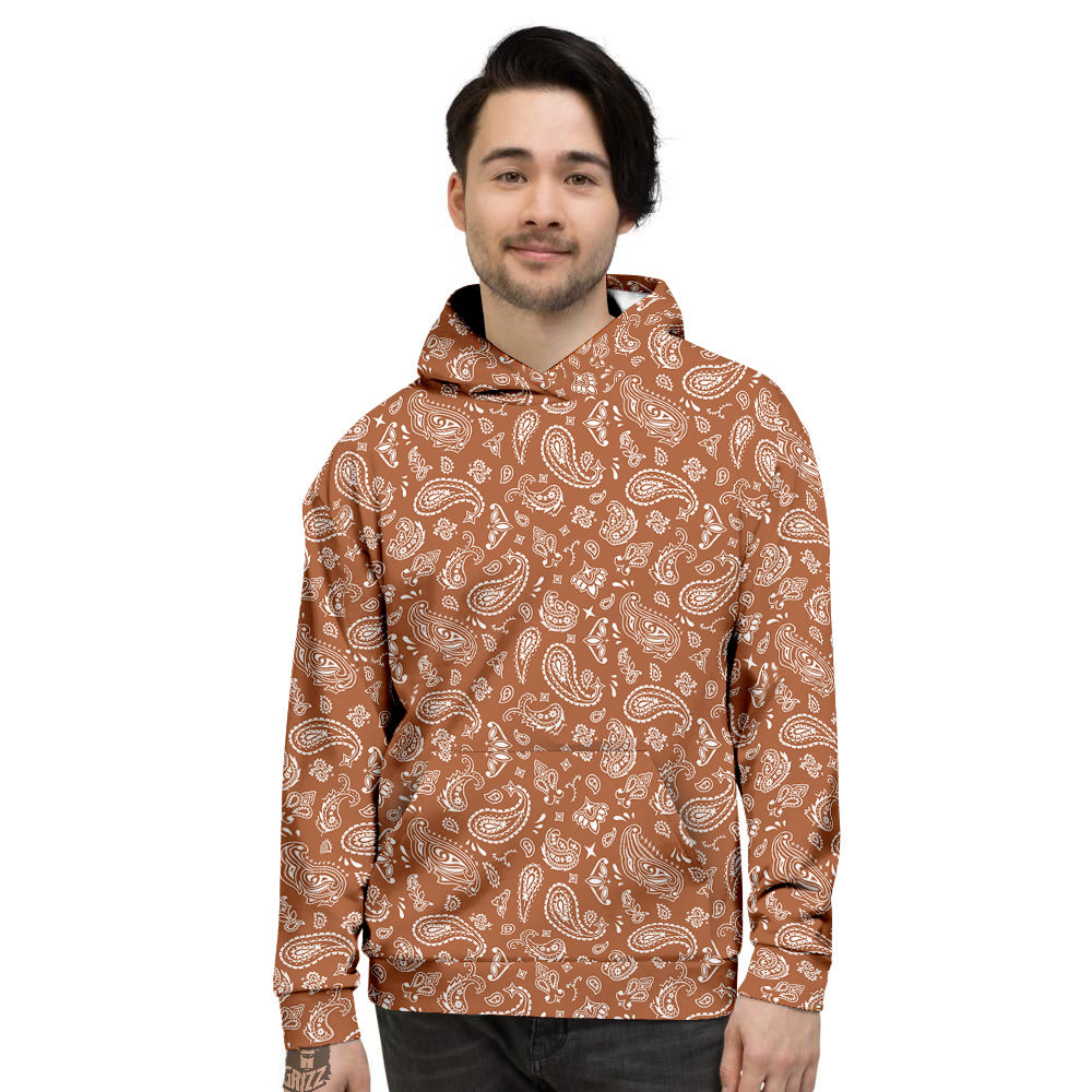 Bronze Paisley Bandana Print Men's Hoodie-grizzshop