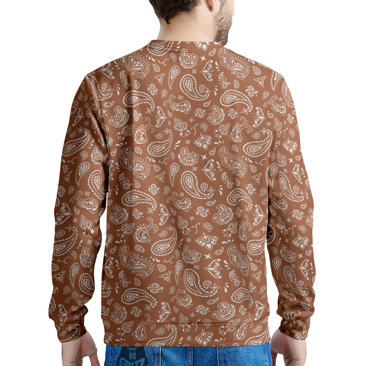 Bronze Paisley Bandana Print Men's Sweatshirt-grizzshop