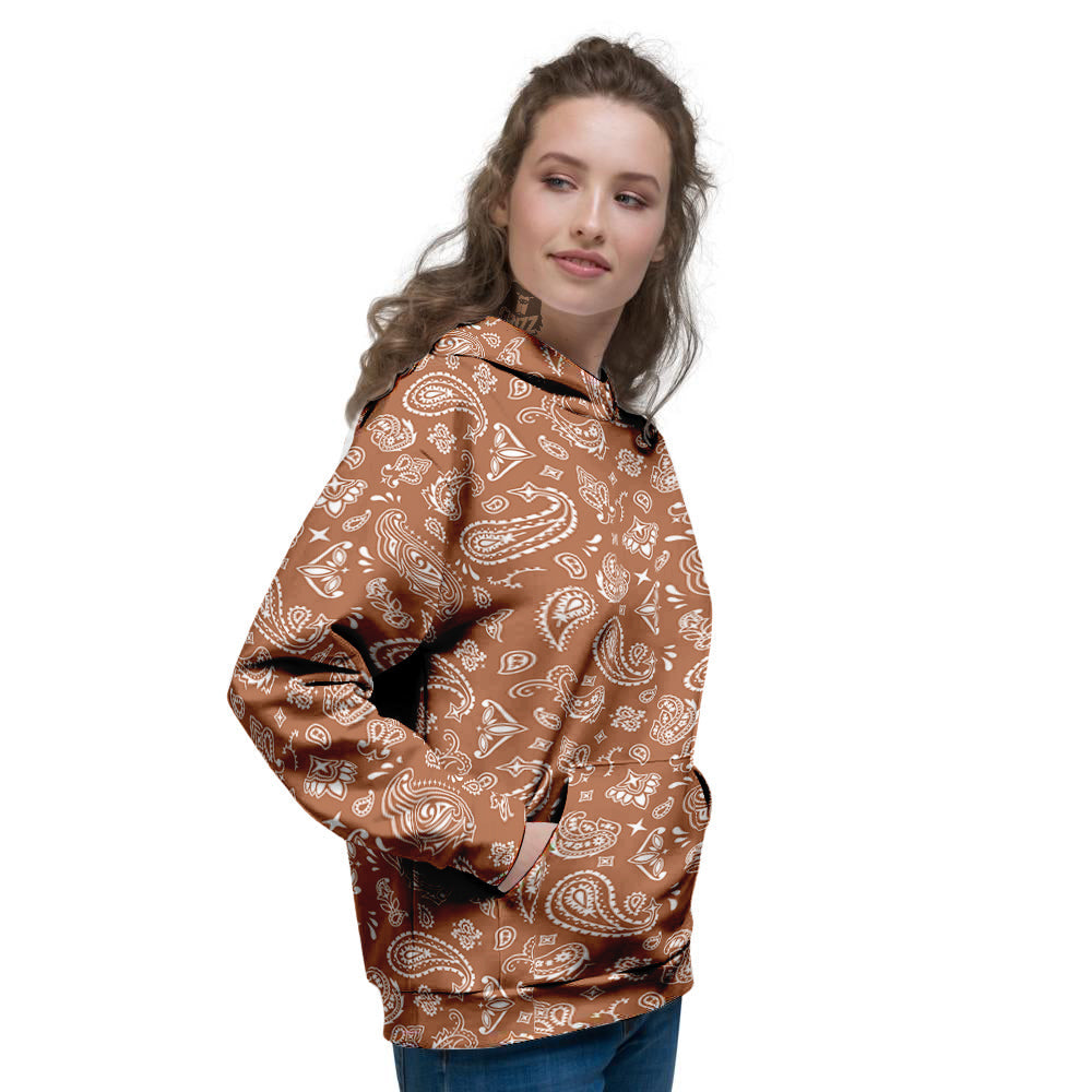 Bronze Paisley Bandana Print Women's Hoodie-grizzshop