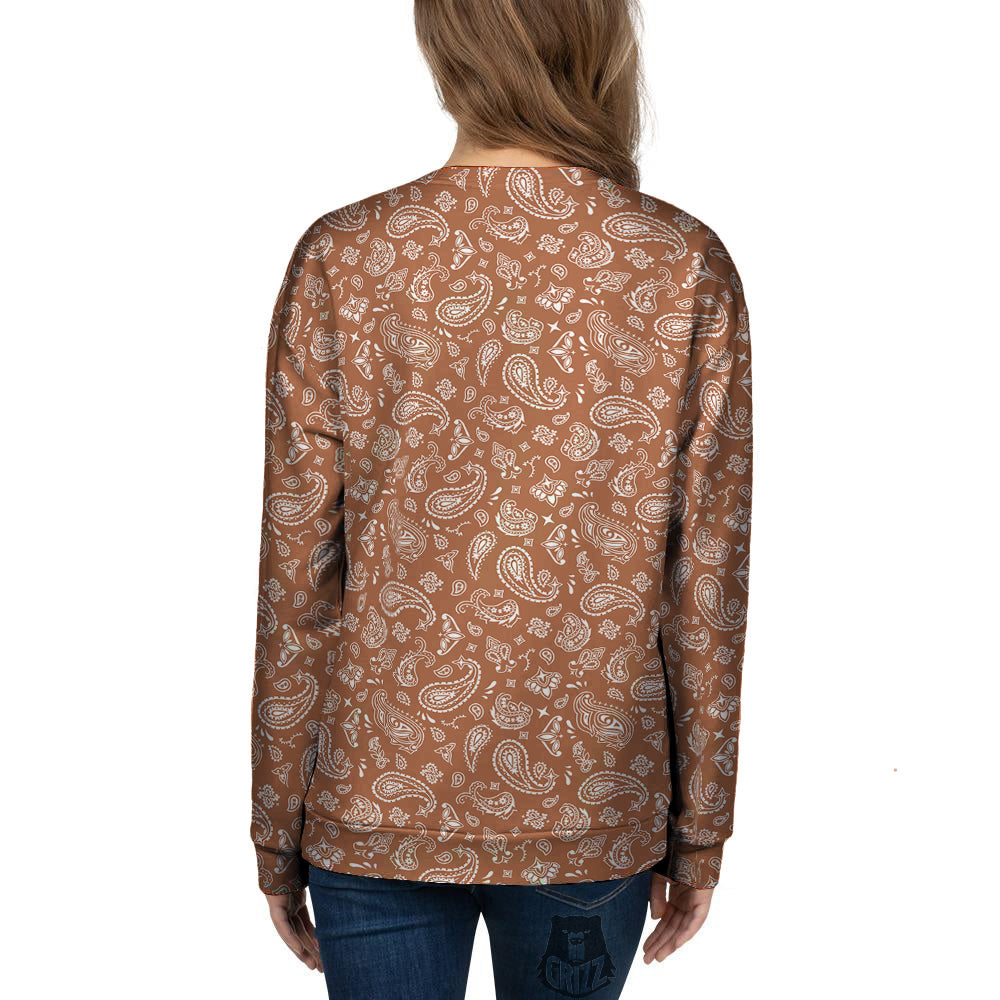 Bronze Paisley Bandana Print Women's Sweatshirt-grizzshop