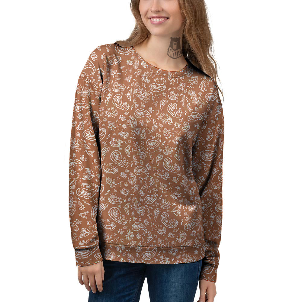 Bronze Paisley Bandana Print Women's Sweatshirt-grizzshop