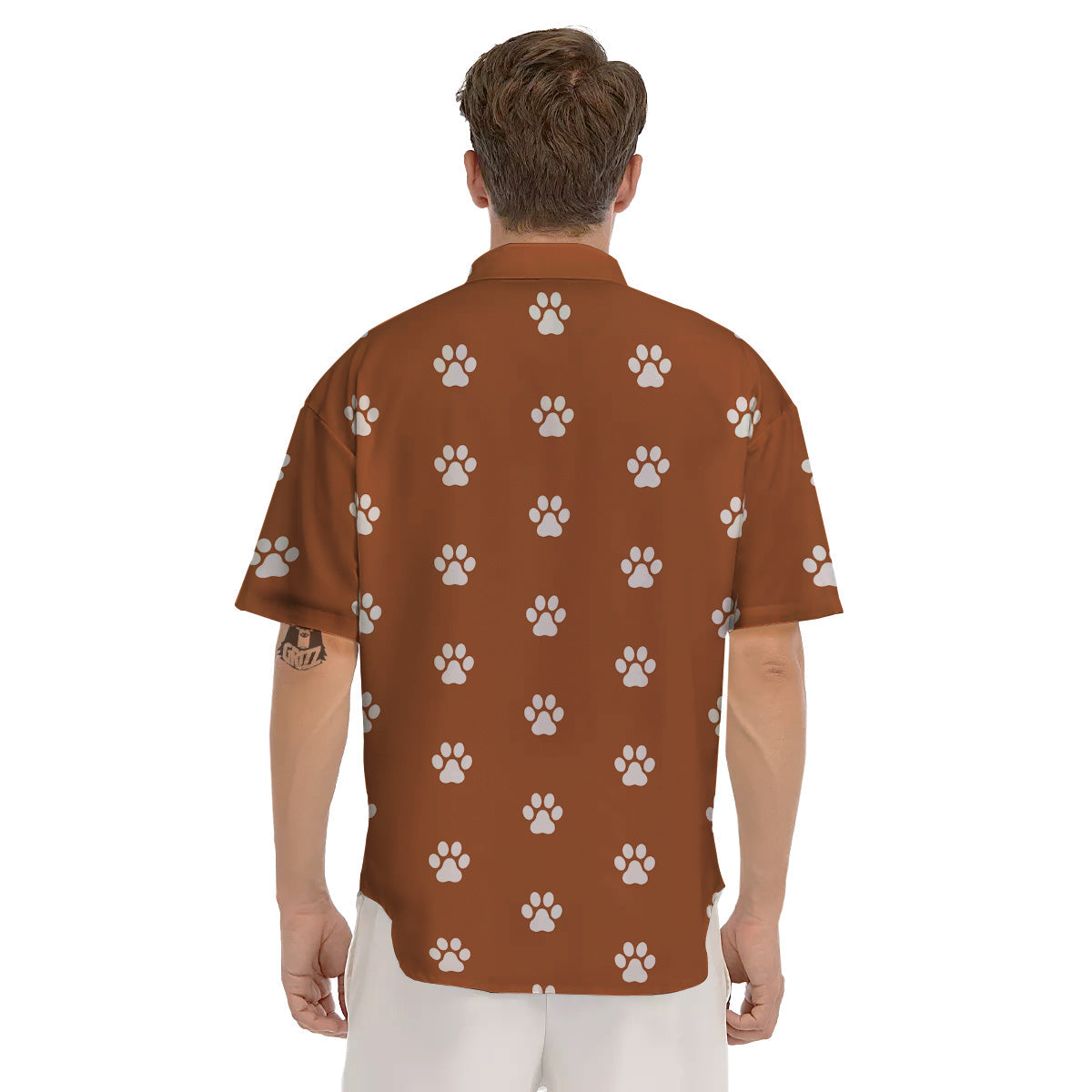 Bronze Paw Print Men's Short Sleeve Shirts-grizzshop