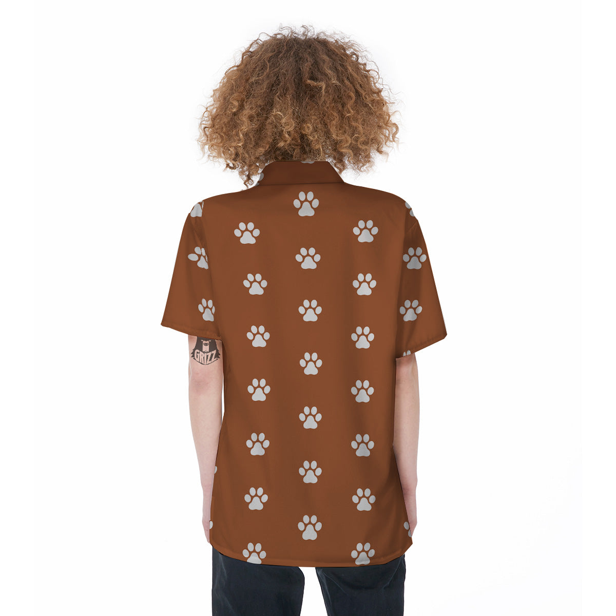 Bronze Paw Print Women's Short Sleeve Shirts-grizzshop