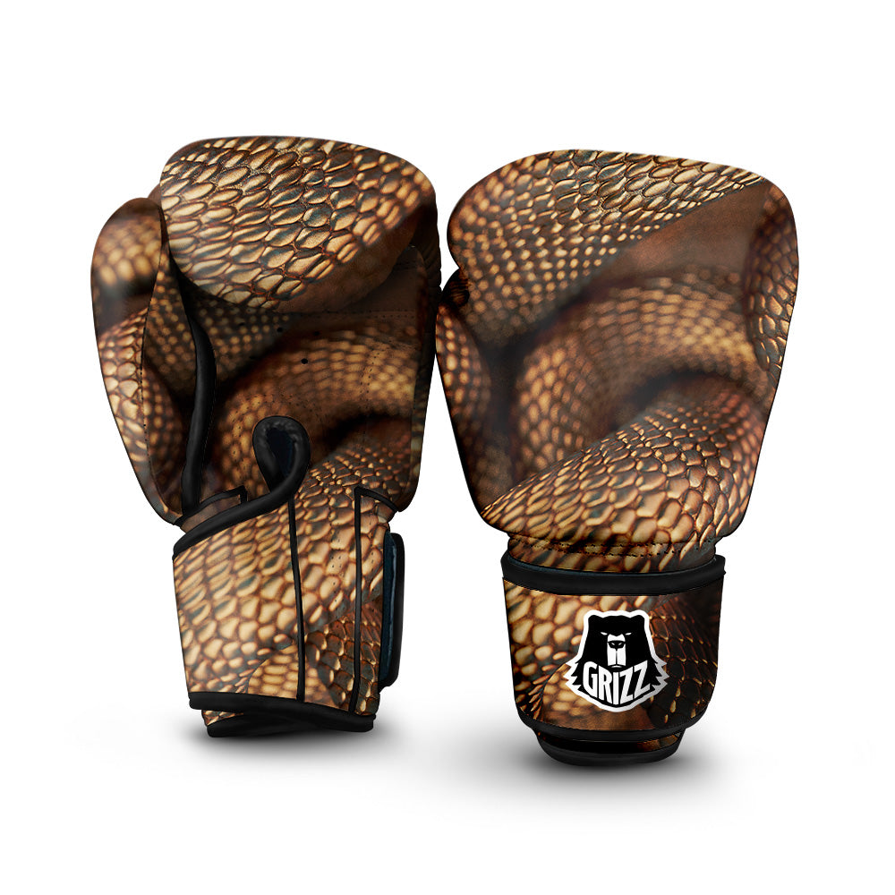 Bronze Snake Print Boxing Gloves-grizzshop
