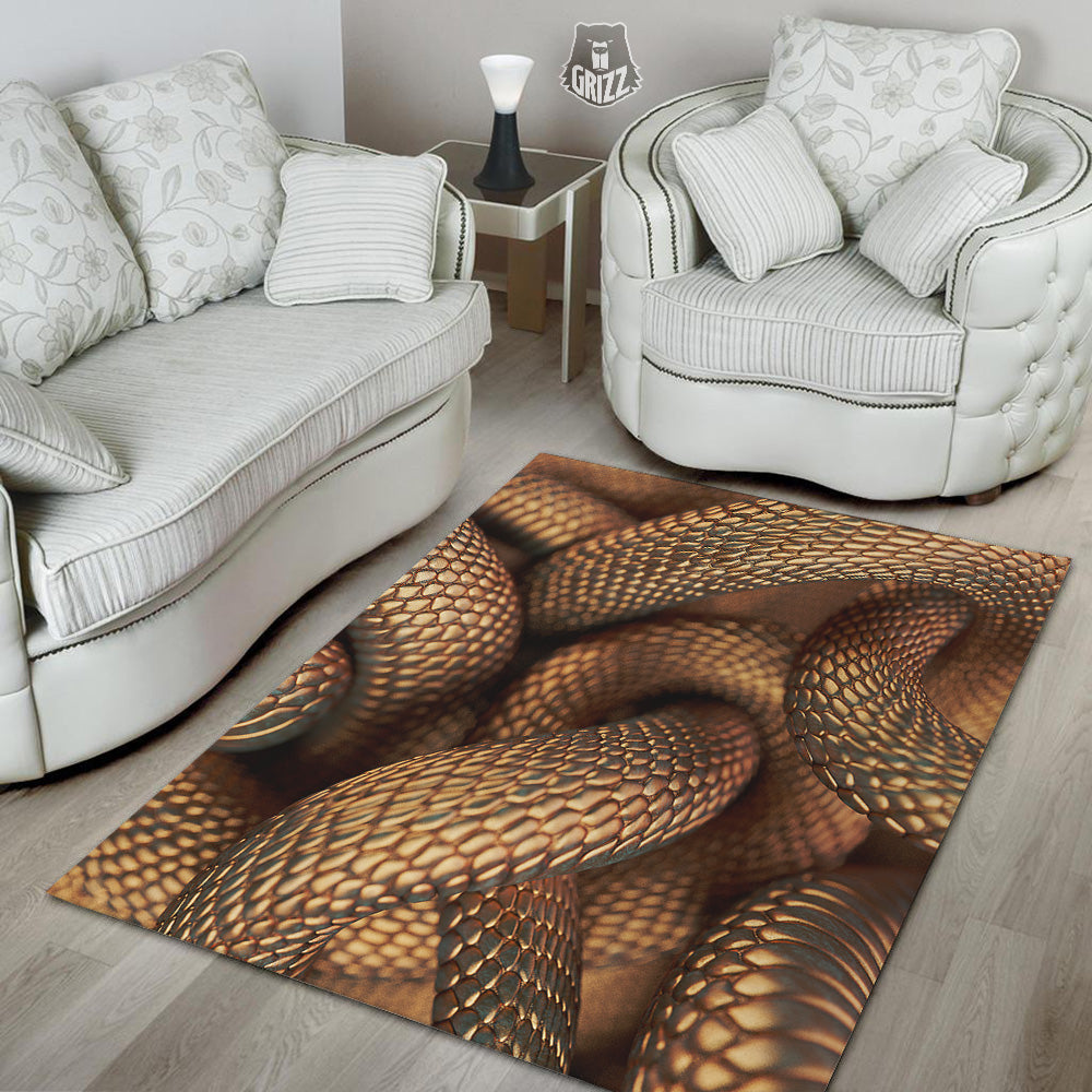 Bronze Snake Print Floor Mat-grizzshop