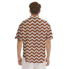 Bronze Wave Striped Print Men's Short Sleeve Shirts-grizzshop