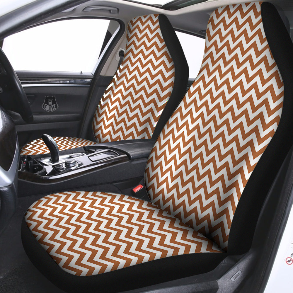 Bronze Zigzag Print Pattern Car Seat Covers-grizzshop