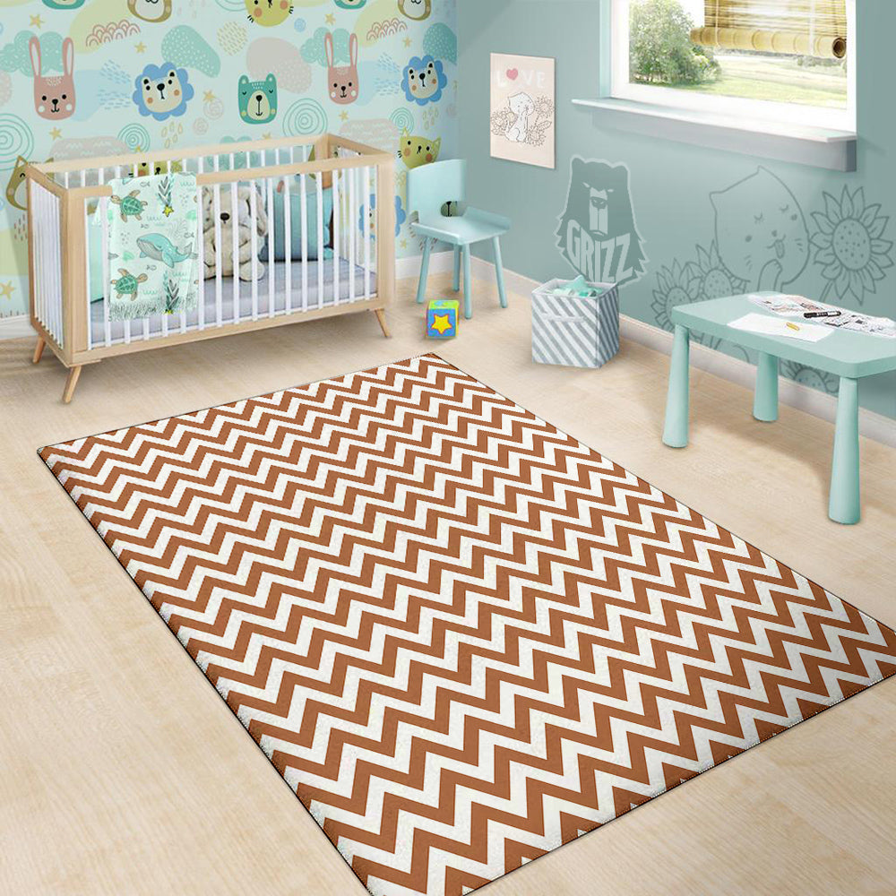 Bronze Zigzag Print Pattern Floor Mat-grizzshop