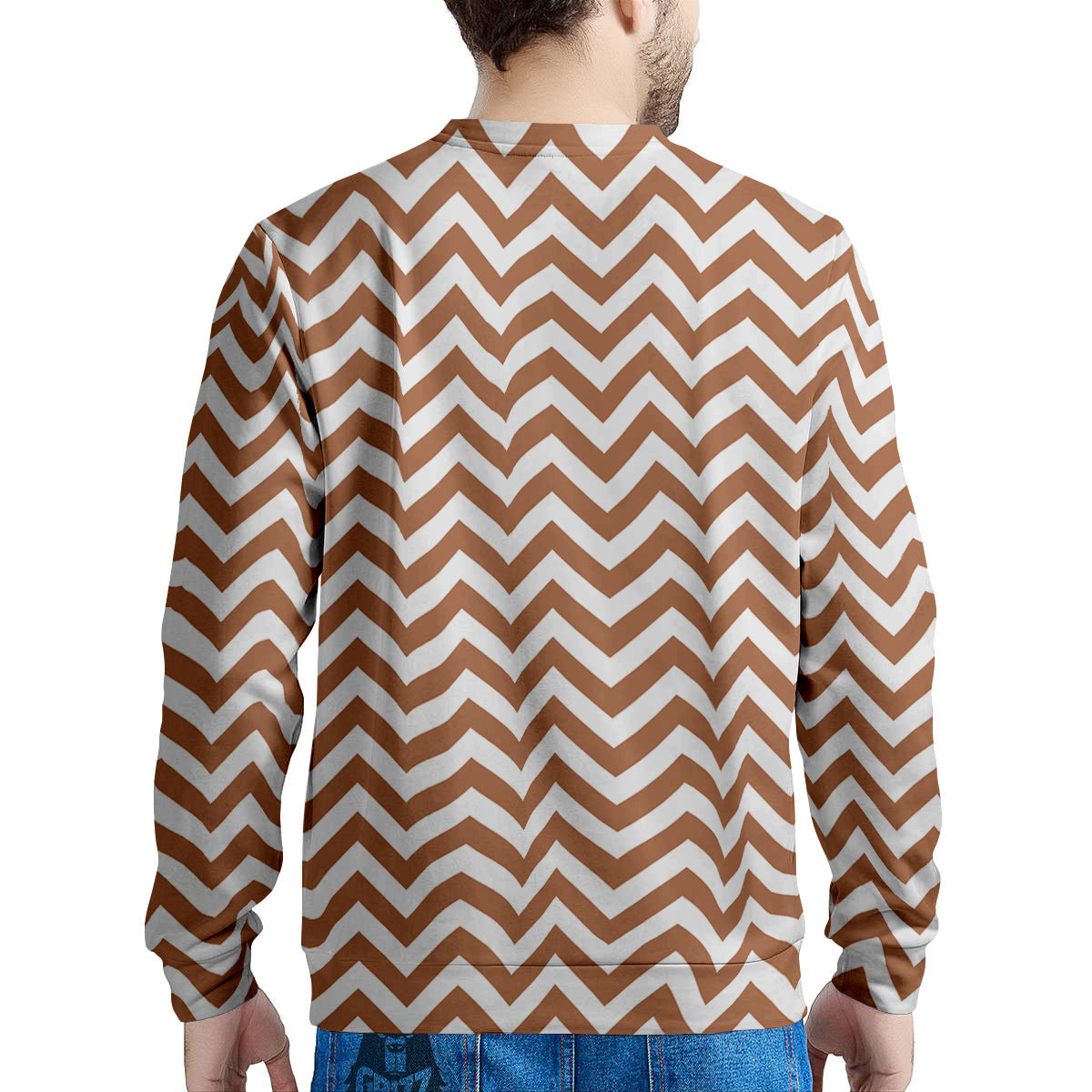 Bronze Zigzag Print Pattern Men's Sweatshirt-grizzshop