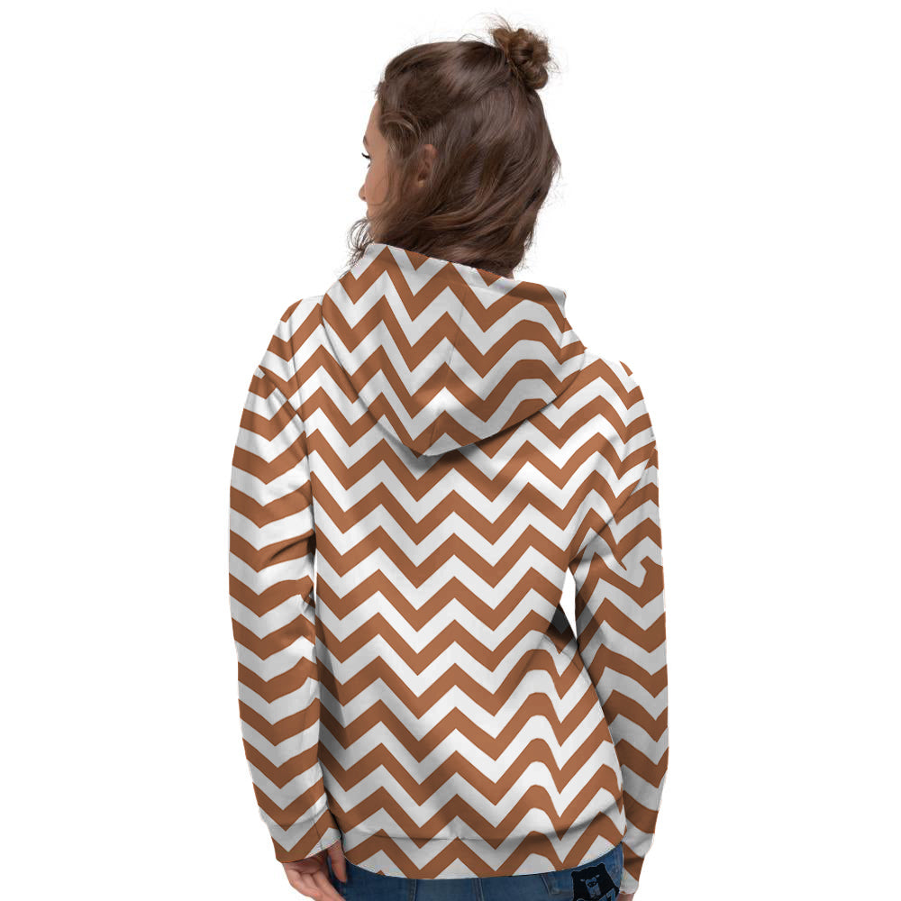 Bronze Zigzag Print Pattern Women's Hoodie-grizzshop
