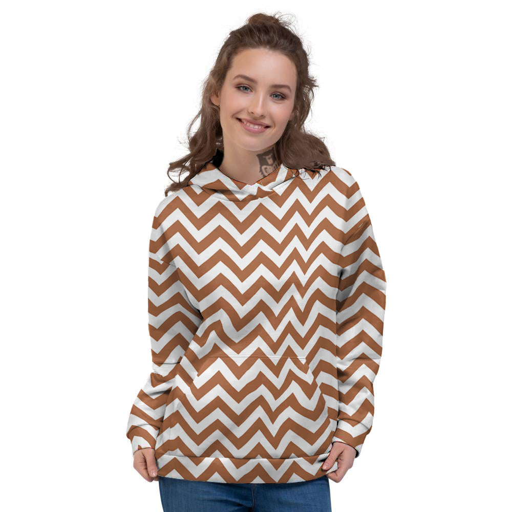 Bronze Zigzag Print Pattern Women's Hoodie-grizzshop