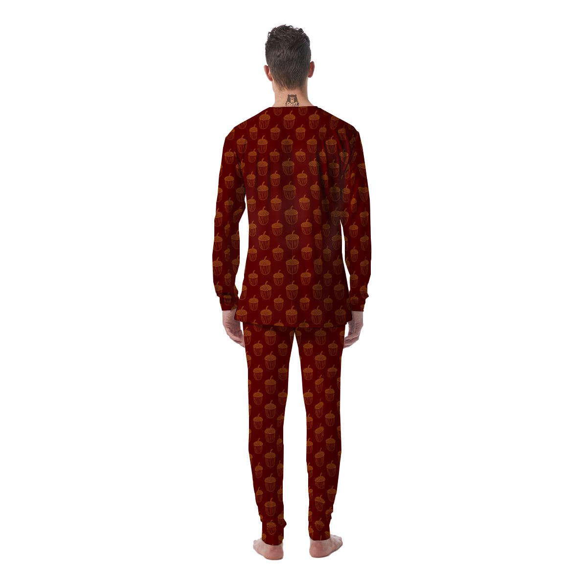 Brown Acorn Print Pattern Men's Pajamas-grizzshop