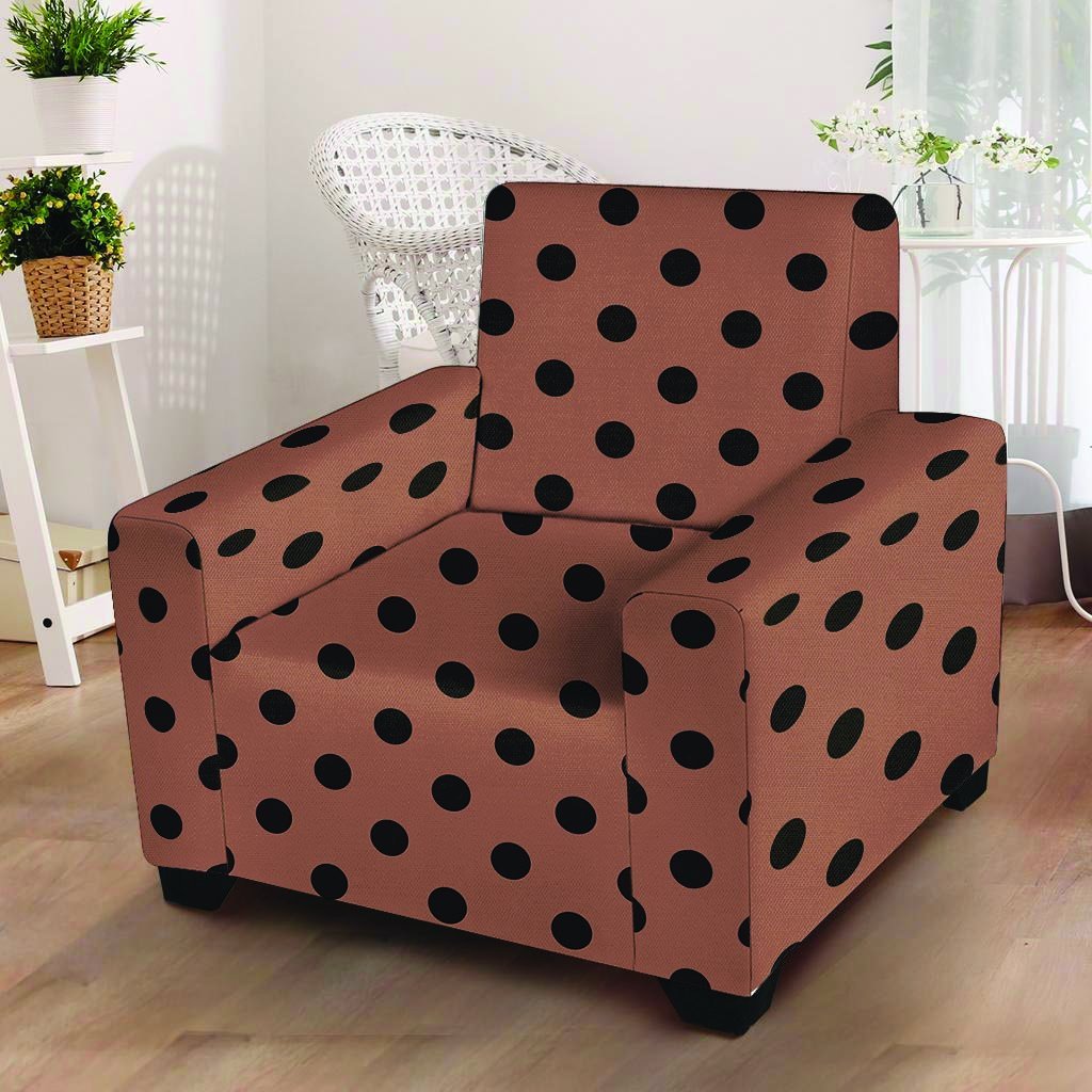 Brown And Black Polka Dot Armchair Cover-grizzshop