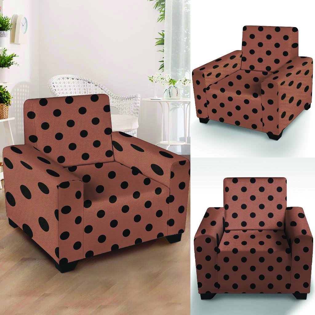 Brown And Black Polka Dot Armchair Cover-grizzshop