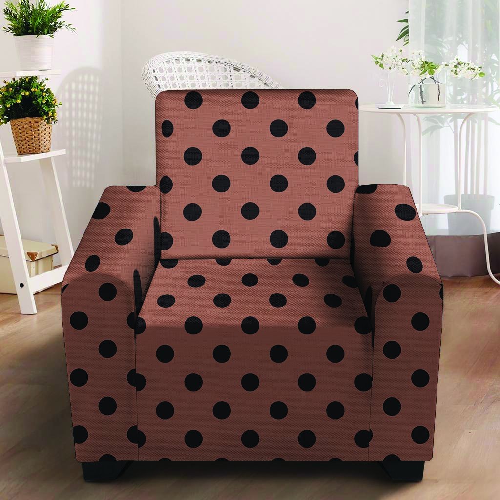 Brown And Black Polka Dot Armchair Cover-grizzshop