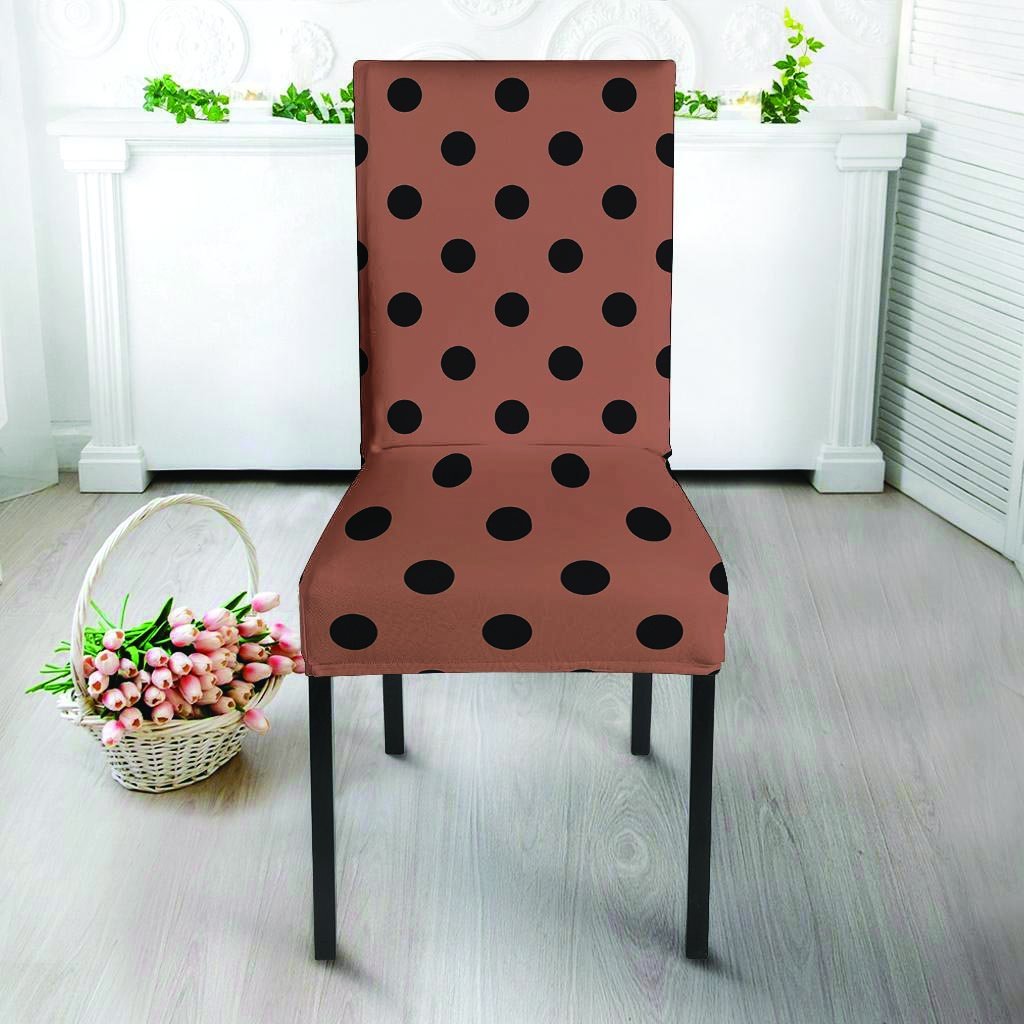 Brown And Black Polka Dot Chair Cover-grizzshop