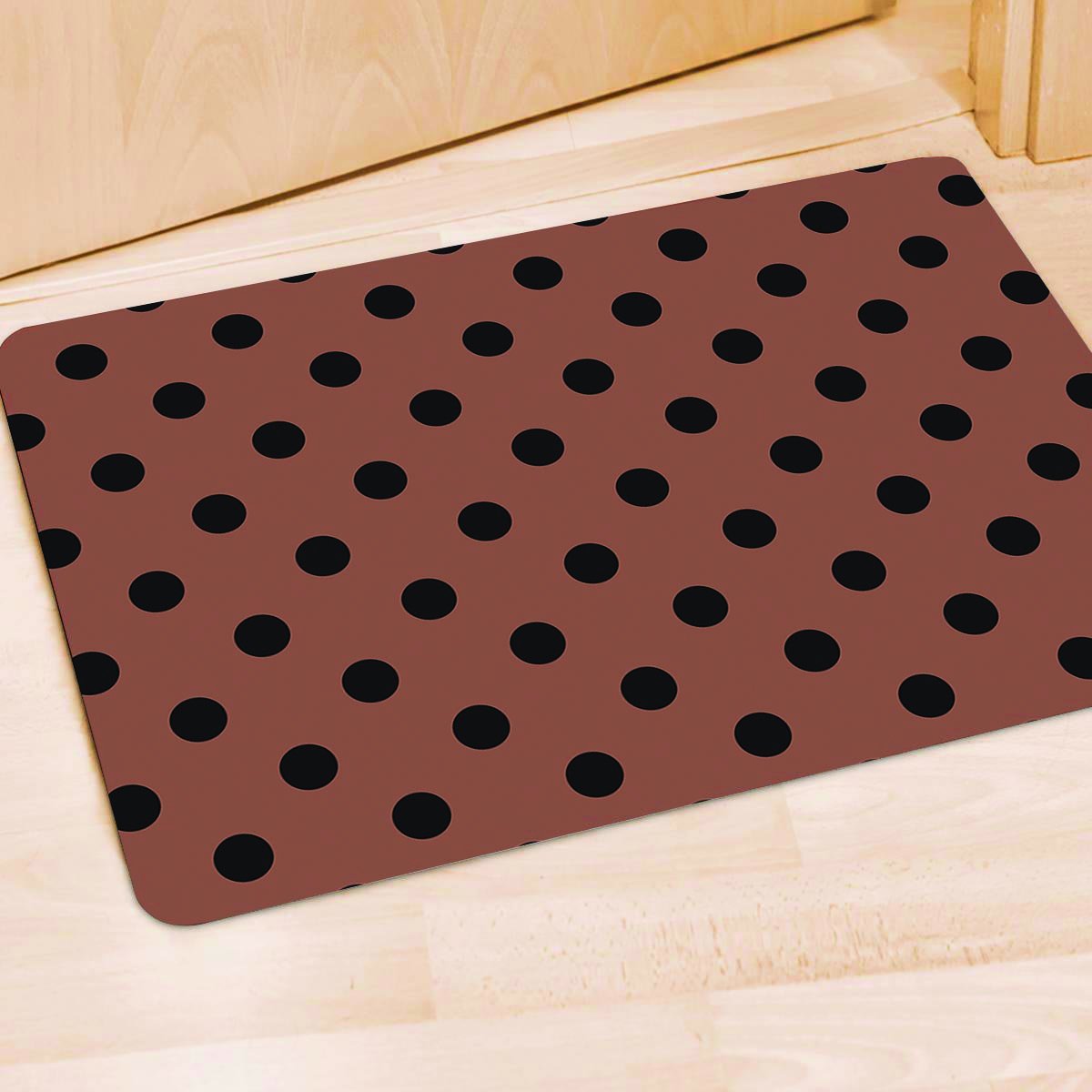 Brown And Black Polka Dot Door Mat-grizzshop