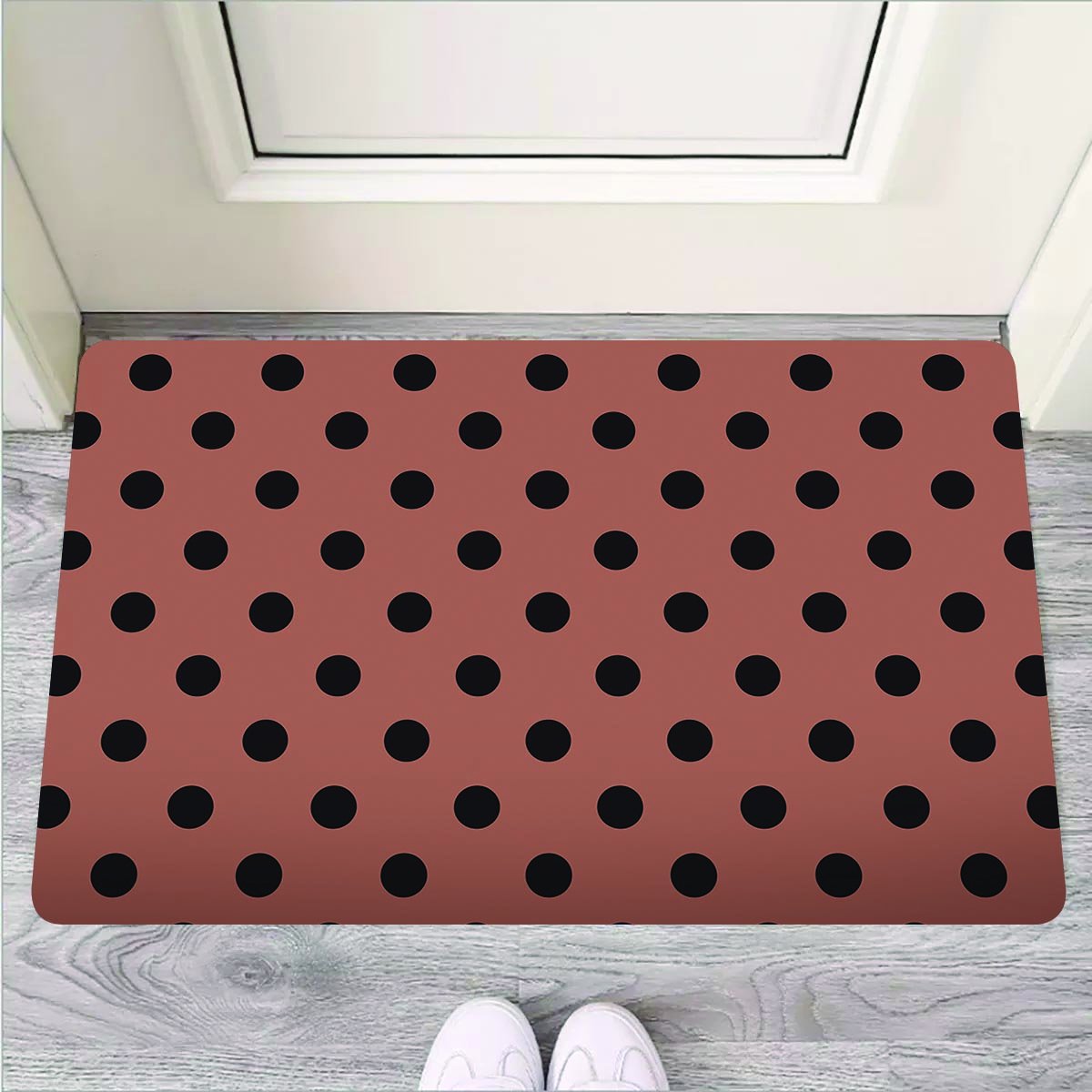 Brown And Black Polka Dot Door Mat-grizzshop