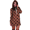 Brown And Black Polka Dot Hoodie Dress-grizzshop