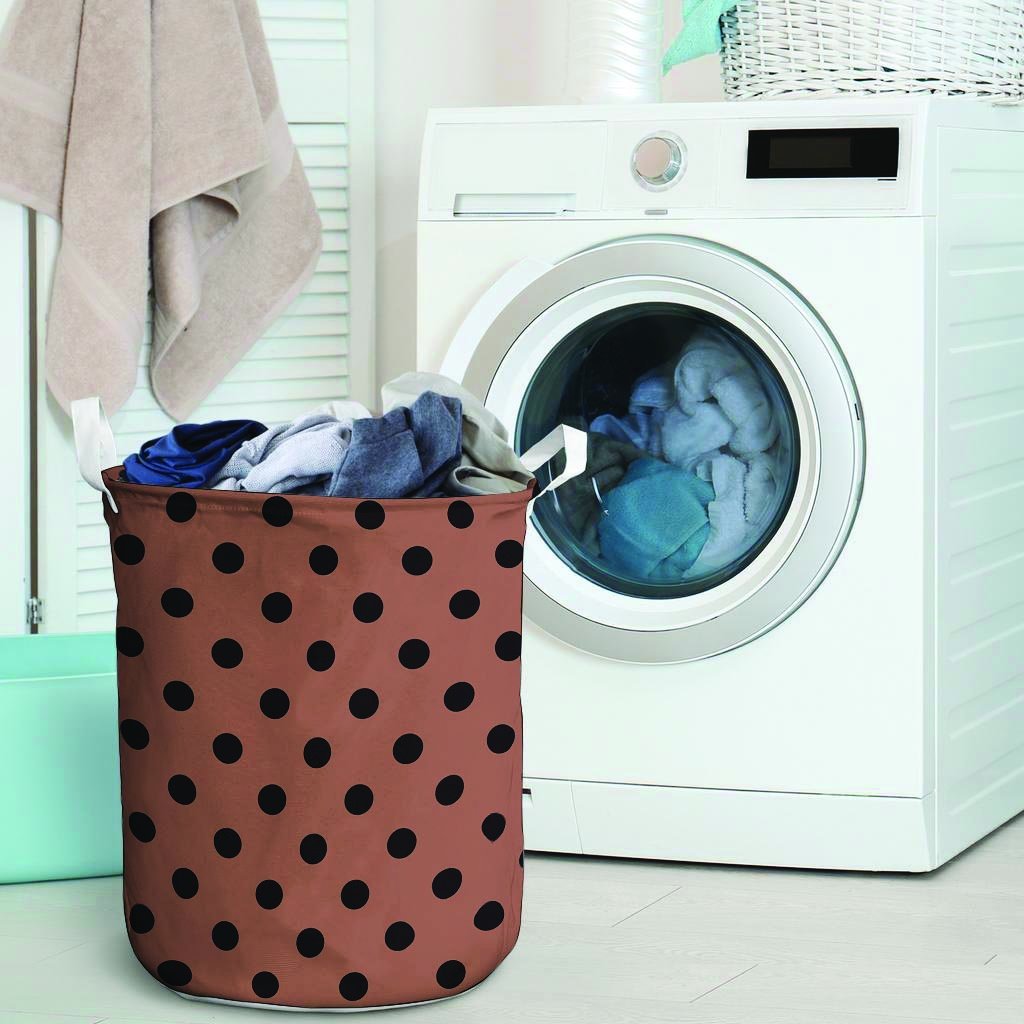 Brown And Black Polka Dot Laundry Basket-grizzshop