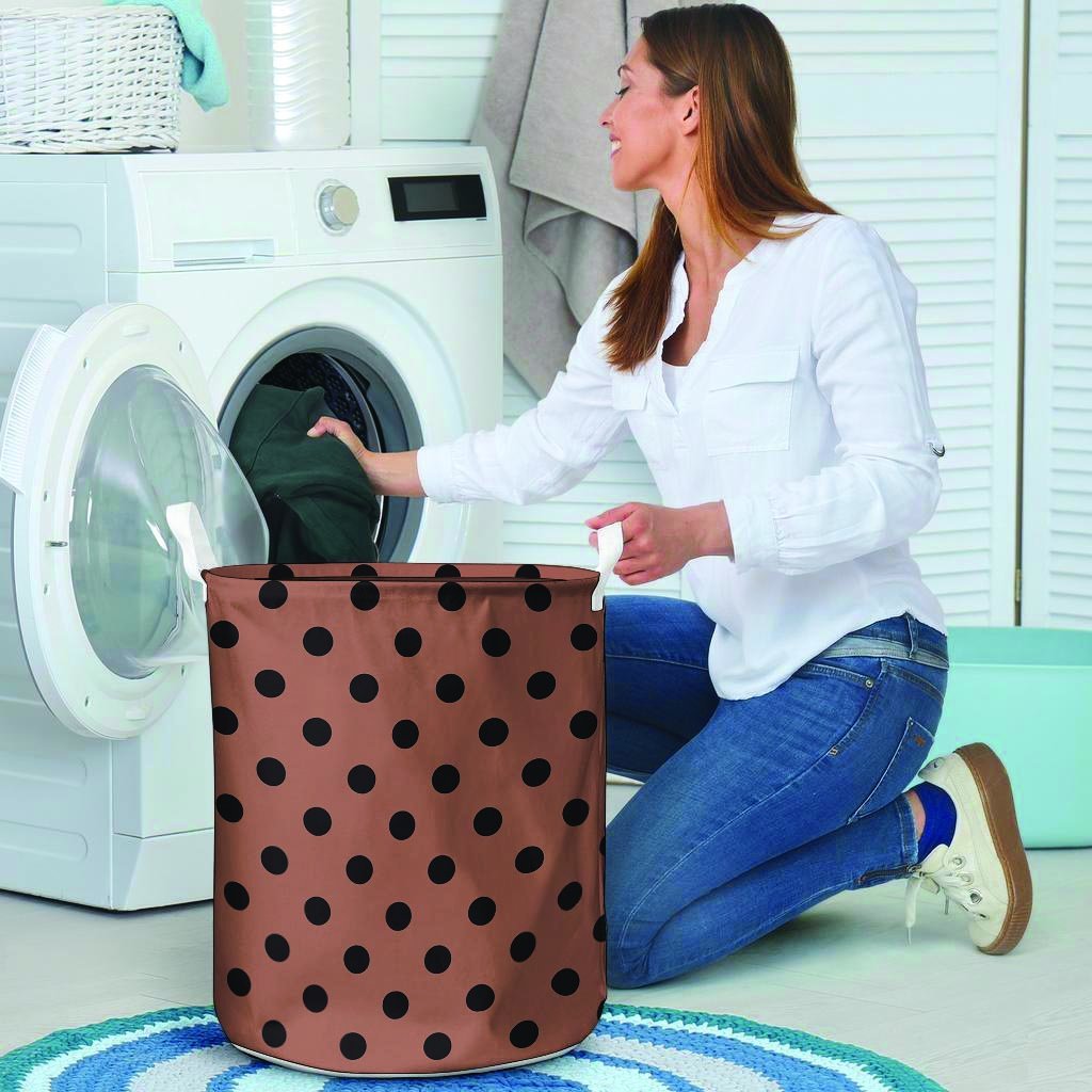 Brown And Black Polka Dot Laundry Basket-grizzshop