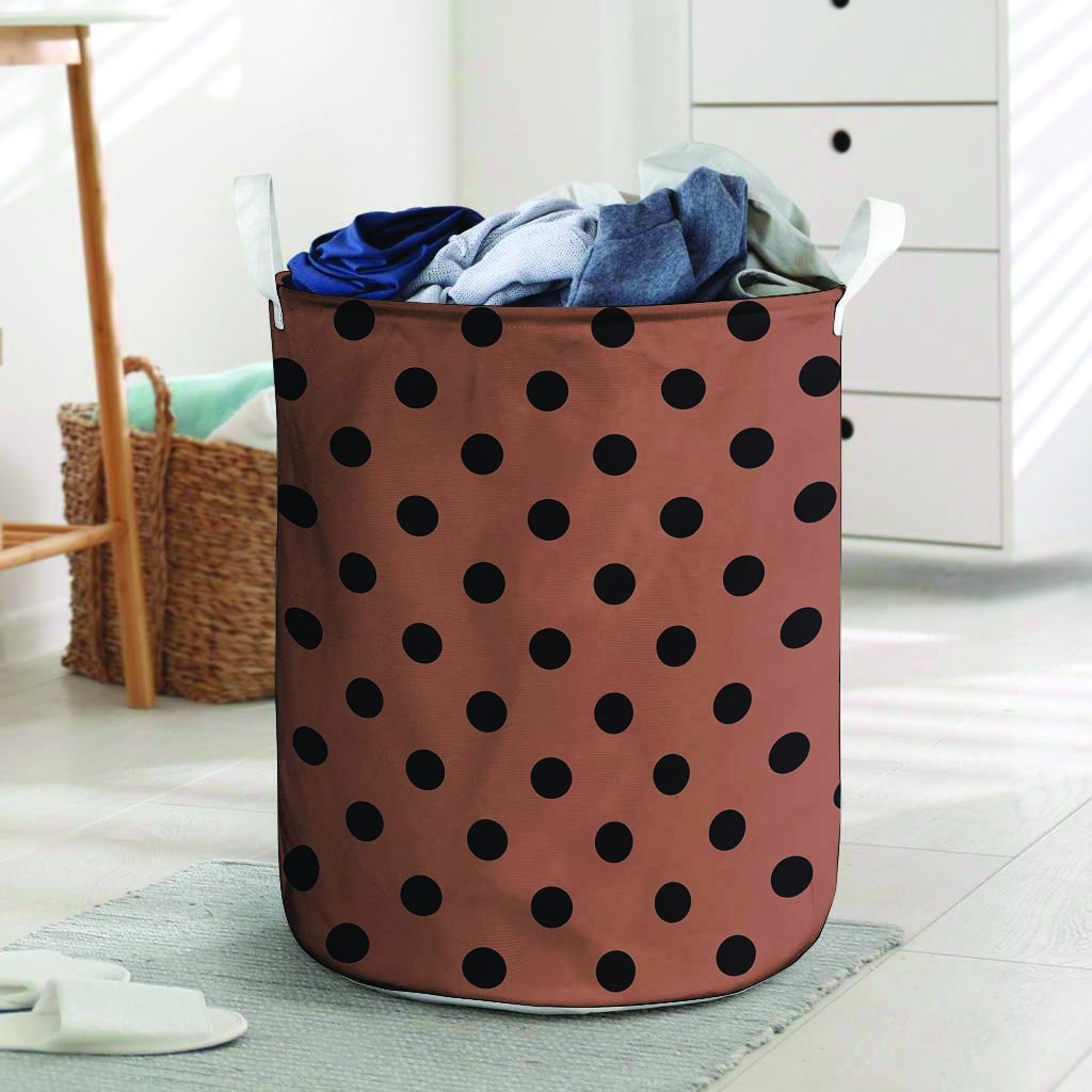 Brown And Black Polka Dot Laundry Basket-grizzshop