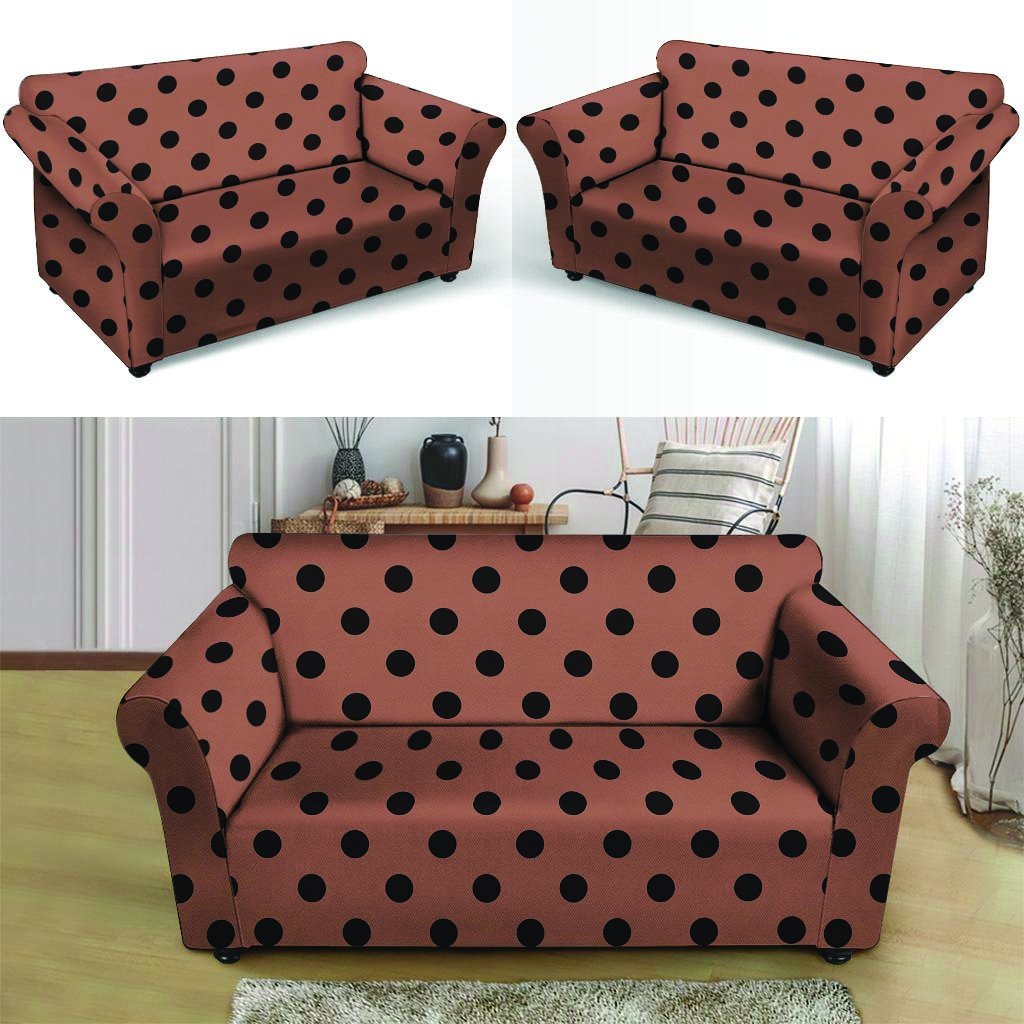 Brown And Black Polka Dot Loveseat Cover-grizzshop