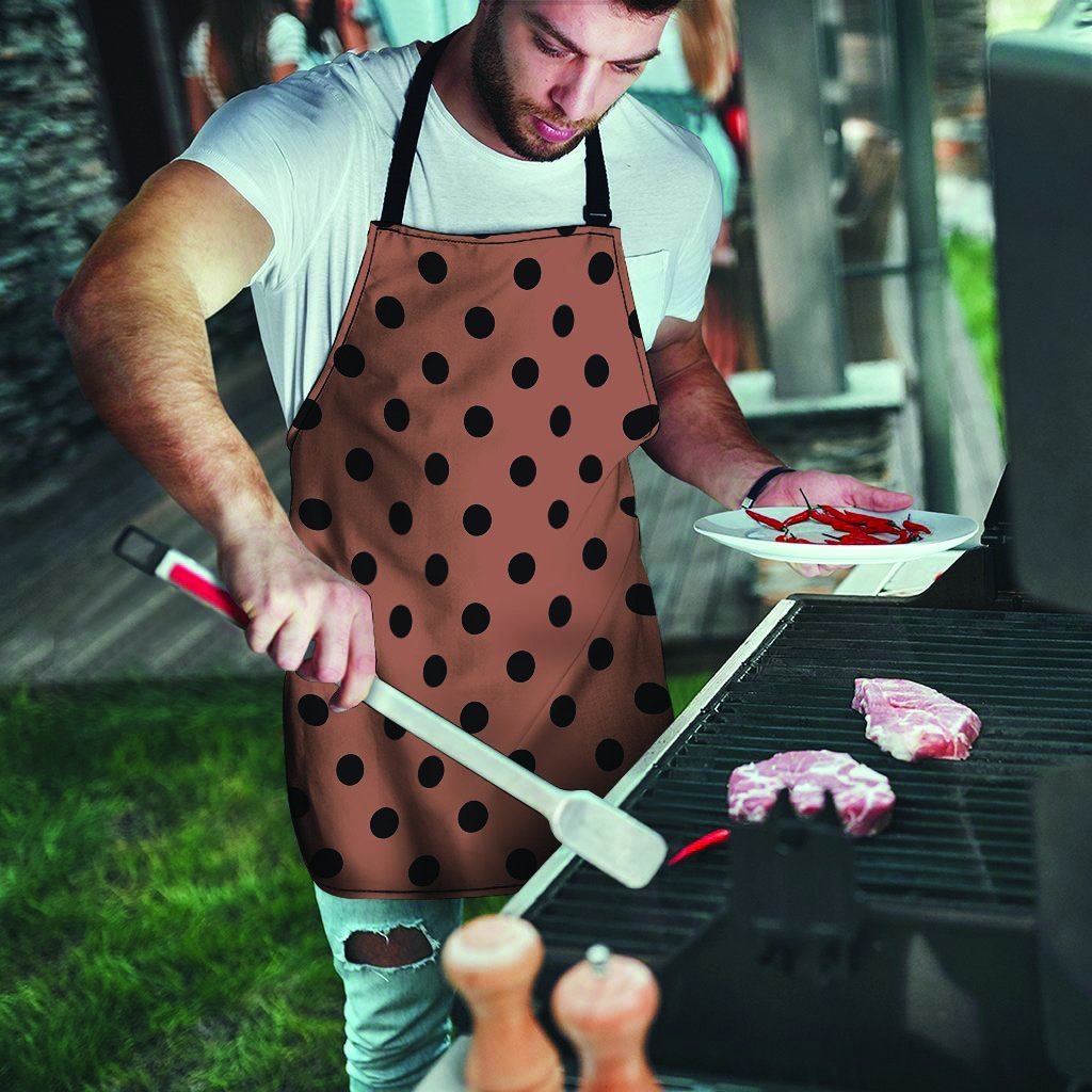 Brown And Black Polka Dot Men's Apron-grizzshop