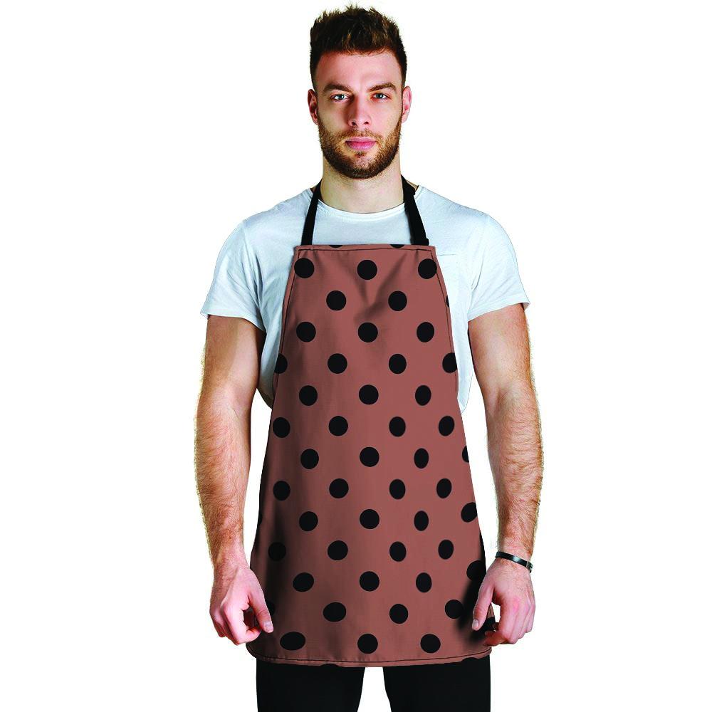 Brown And Black Polka Dot Men's Apron-grizzshop