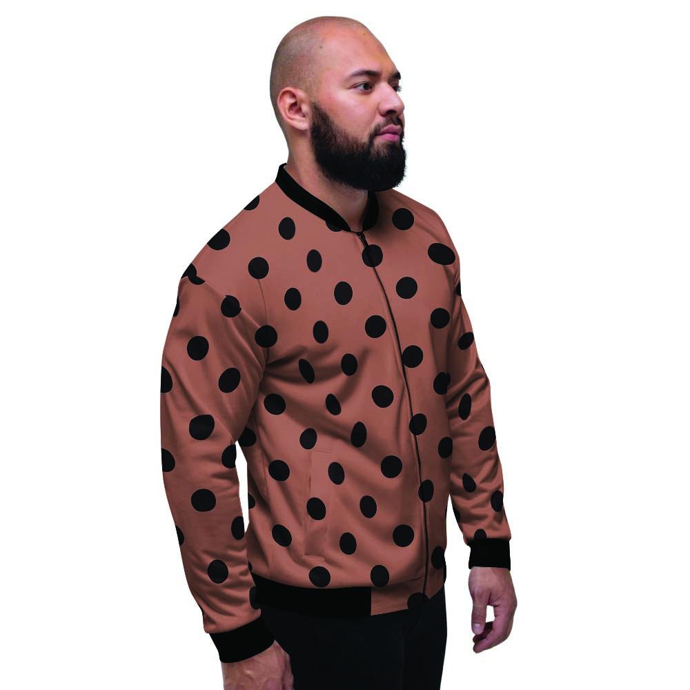 Brown And Black Polka Dot Men's Bomber Jacket-grizzshop