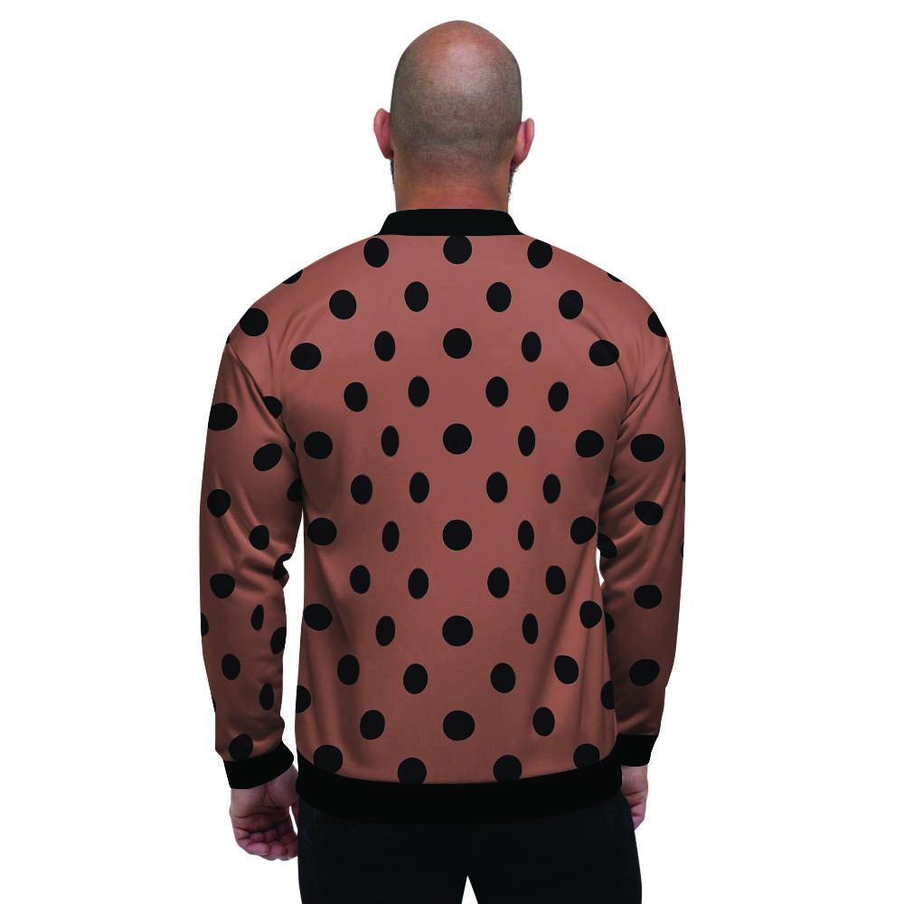 Brown And Black Polka Dot Men's Bomber Jacket-grizzshop