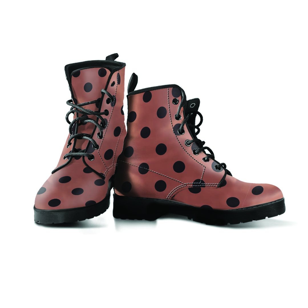 Brown And Black Polka Dot Men's Boots-grizzshop