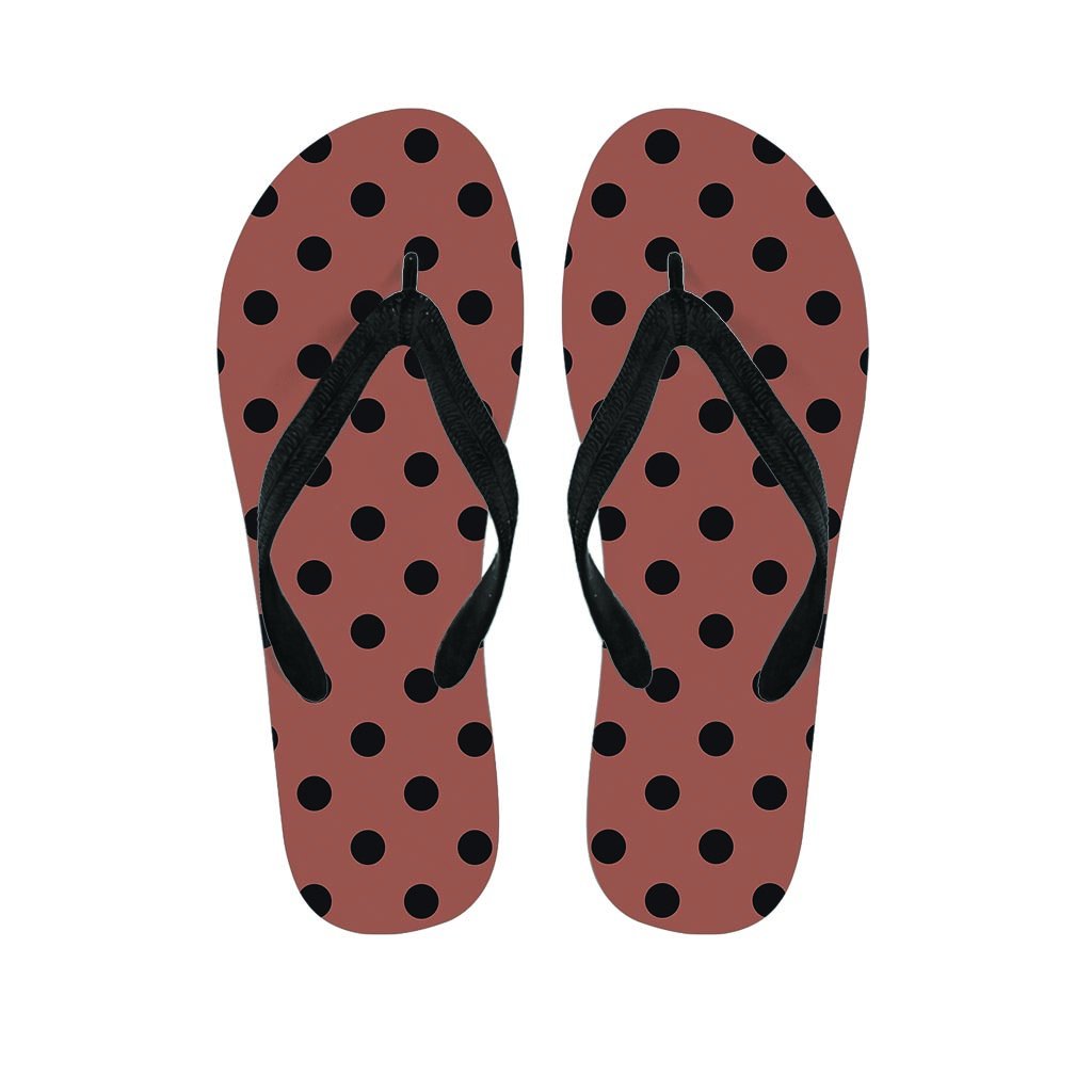 Brown And Black Polka Dot Men's Flip Flops-grizzshop