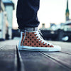 Brown And Black Polka Dot Men's High Top Shoes-grizzshop