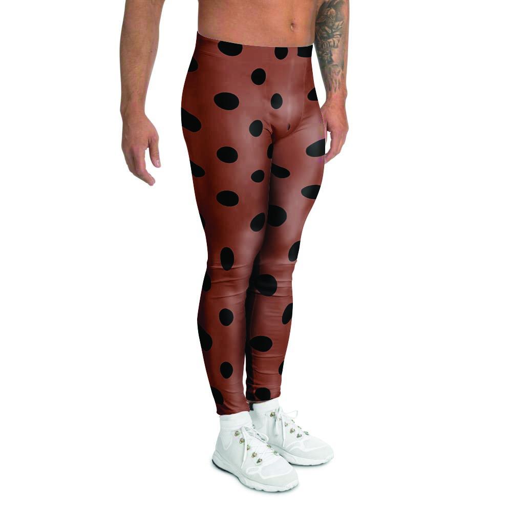 Brown And Black Polka Dot Men's Leggings-grizzshop