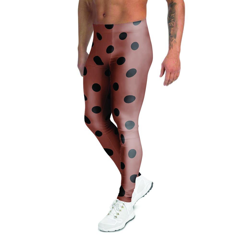 Brown And Black Polka Dot Men's Leggings-grizzshop