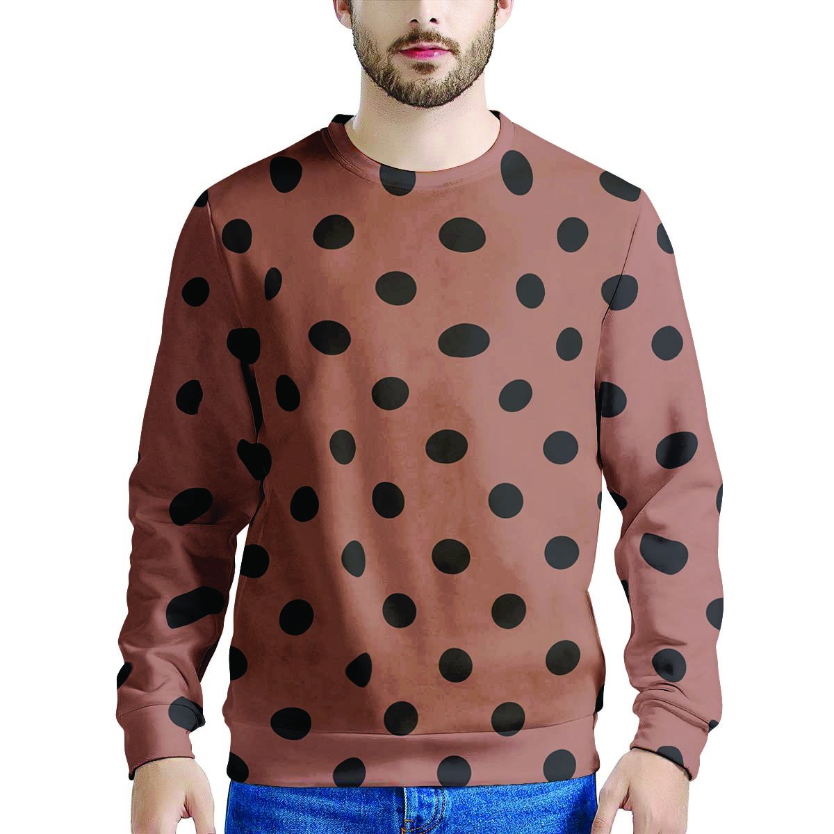 Brown And Black Polka Dot Men's Sweatshirt-grizzshop