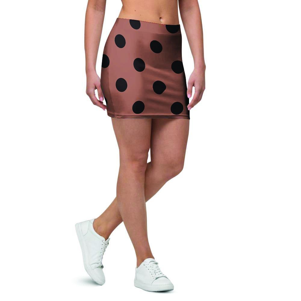 Brown And Black Polka Dot Mini Skirt-grizzshop