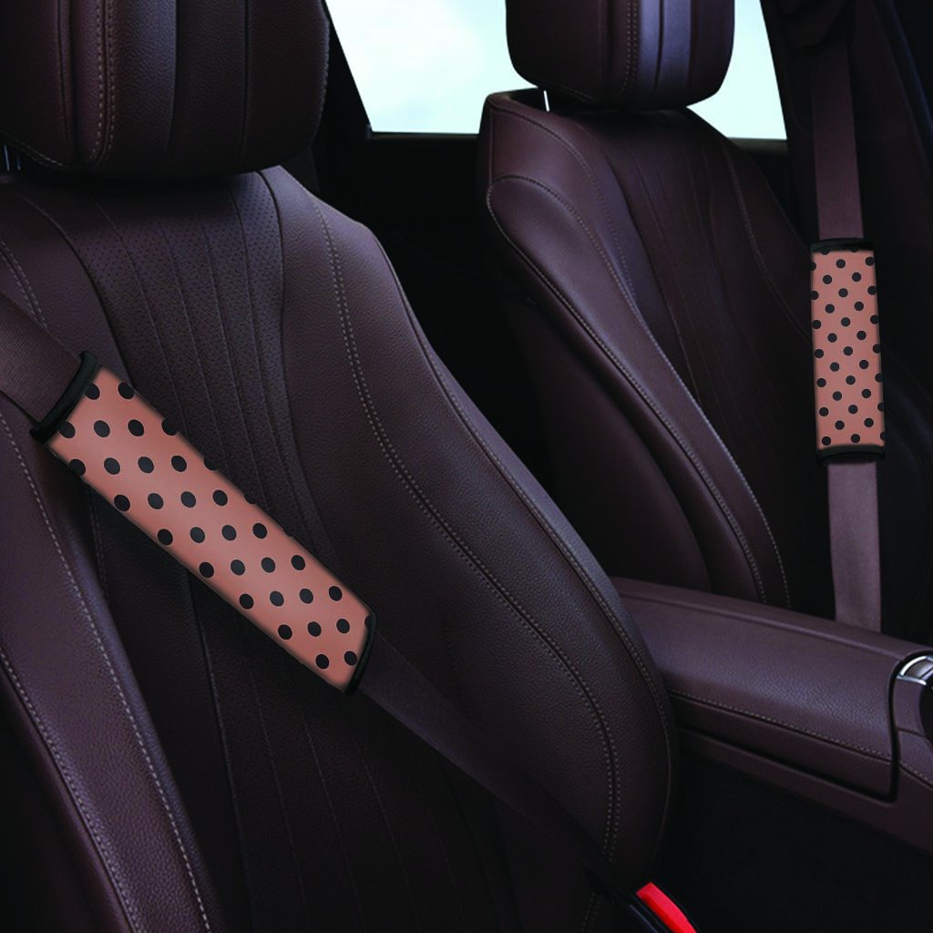 Brown And Black Polka Dot Seat Belt Cover-grizzshop