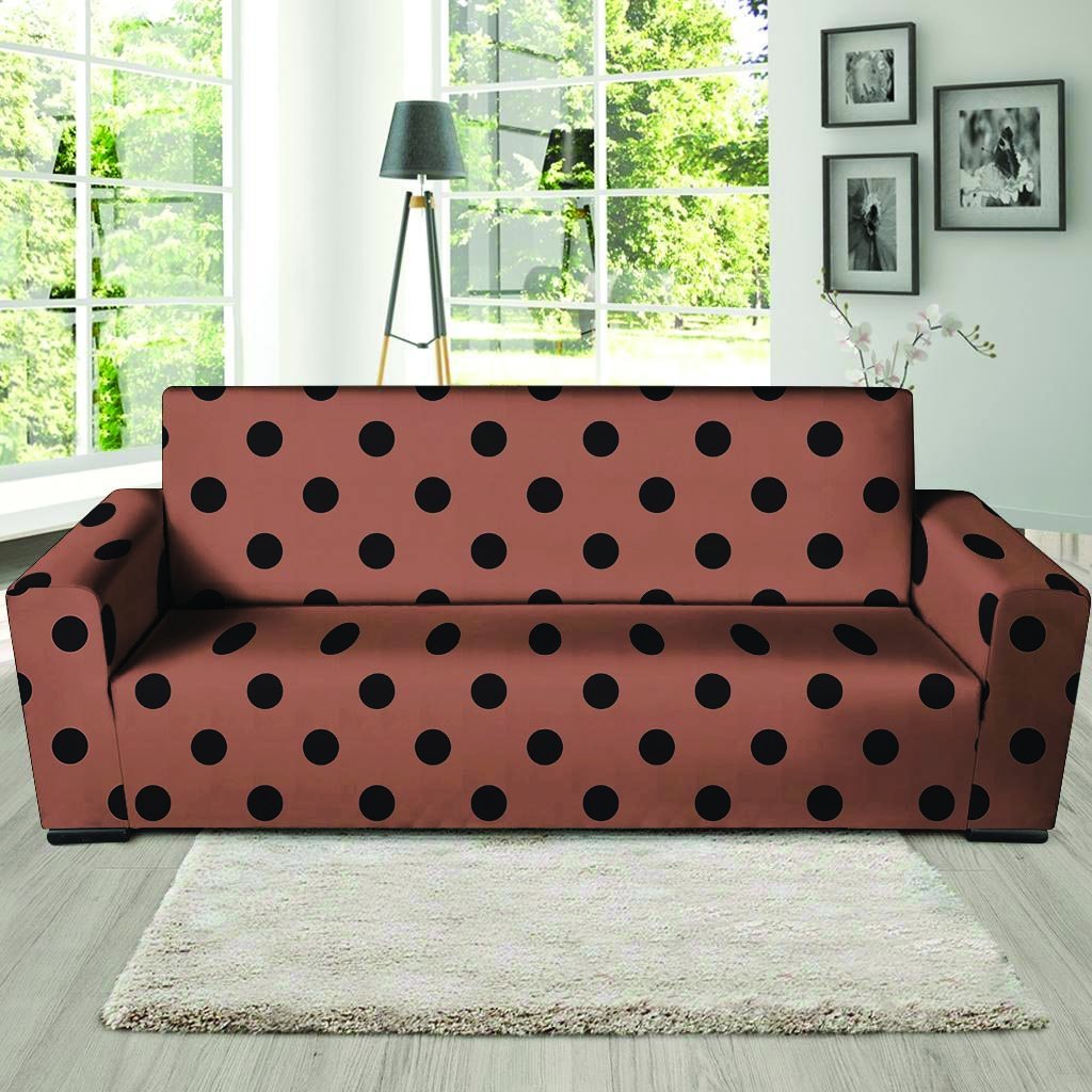 Brown And Black Polka Dot Sofa Cover-grizzshop