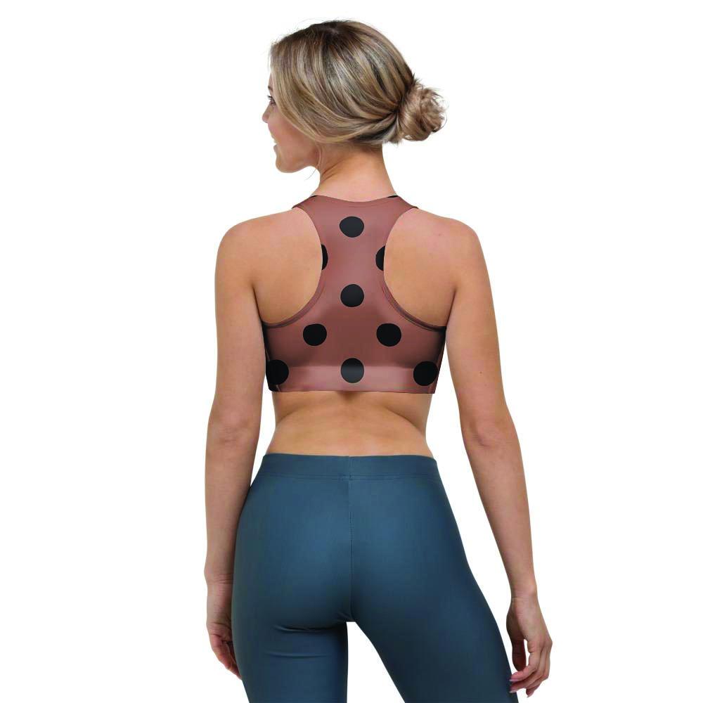 Brown And Black Polka Dot Sports Bra-grizzshop