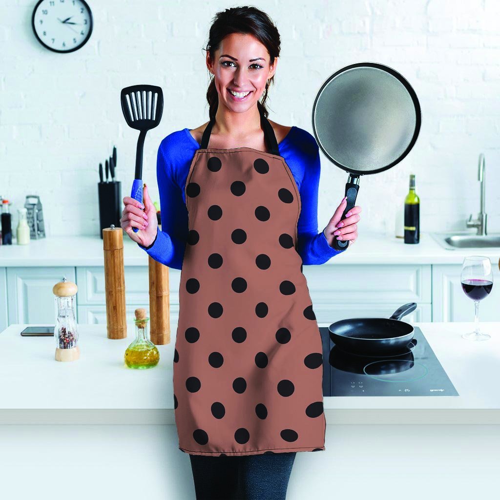 Brown And Black Polka Dot Women's Apron-grizzshop