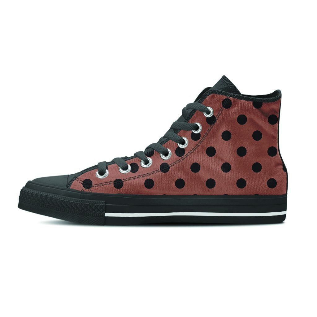Brown And Black Polka Dot Women's High Top Shoes-grizzshop