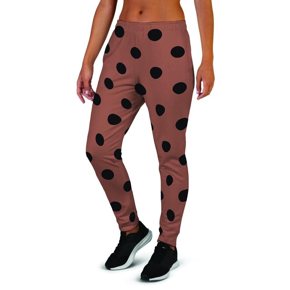 Brown And Black Polka Dot Women's Joggers-grizzshop