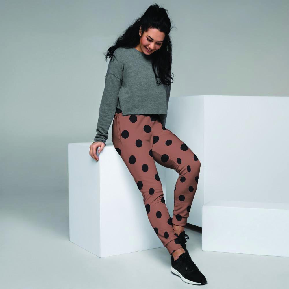 Brown And Black Polka Dot Women's Joggers-grizzshop